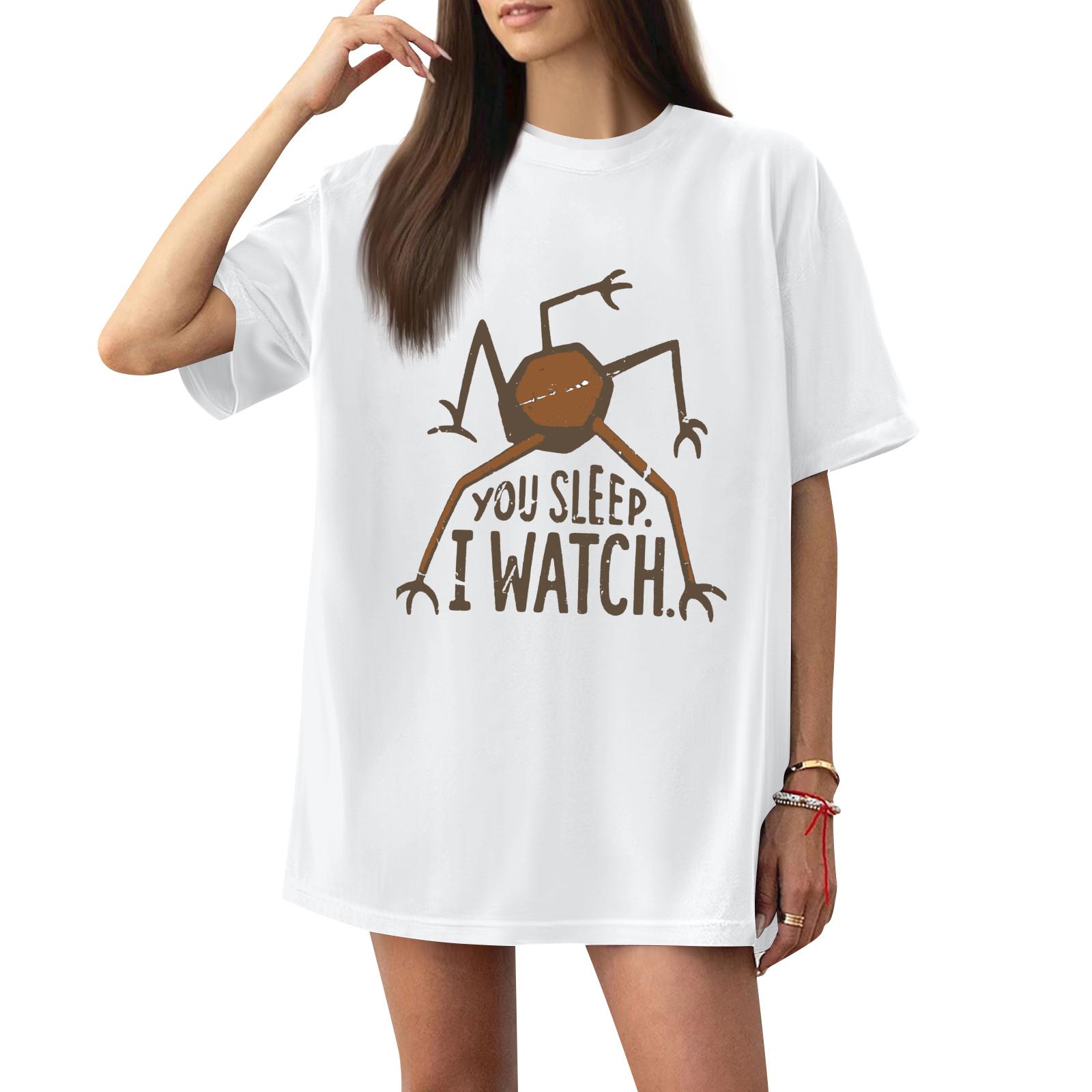

Women s Casual Printed T-Shirt Round Neck Pullover Short Sleeve Top S білий