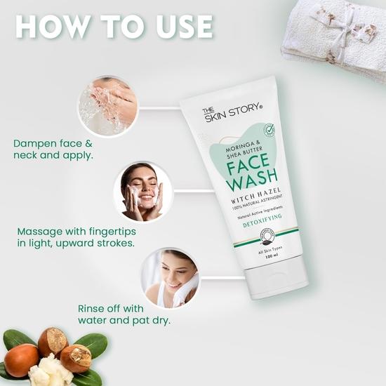 The Skin Story Gesichtsreinigungskombination, Moringa & Sheabutter Gesichtsreinigung(100ml) und Ingwer & Zimt Pickelkontrolle Gesichtswaschgel (100ml), 2er-Pack