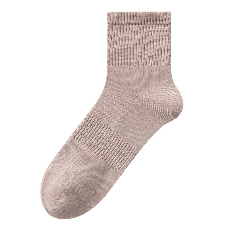 Men's Spring and Autumn Pure Cotton Anti-odor and Sweat-absorbing Boneless Socks, Autumn and Winter Solid-color Socks Trend