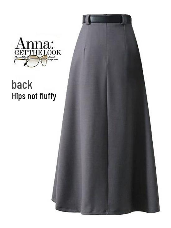 Korean Style 2024 Women's High Waist A-Line Midi Skirt