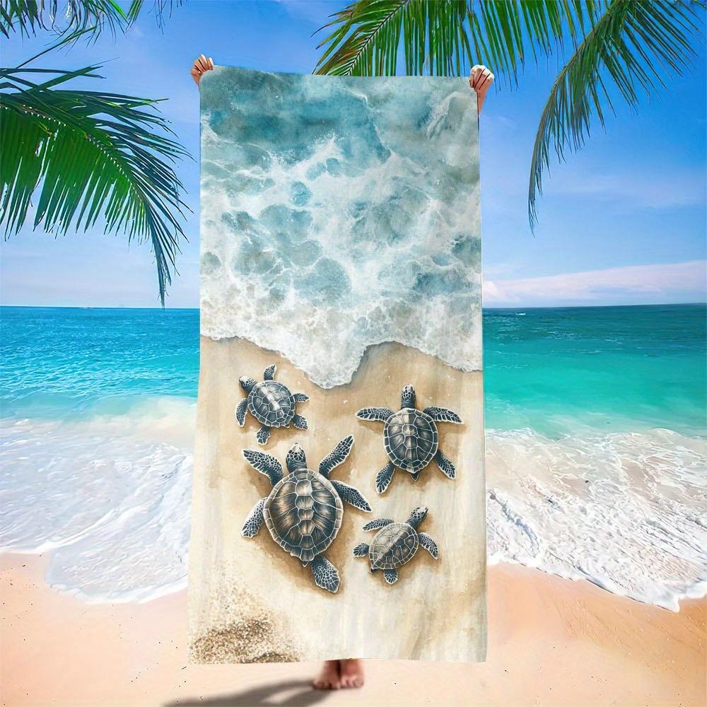 Microfiber Oversized Turtle Print Beach Towel | Soft, Absorbent,Quick Dry,Sand Free, Lightweight, Polyester, Contemporary Style