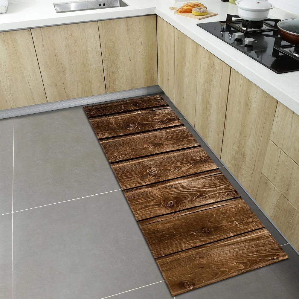 Wood Grain Floor Pattern Home Kitchen Floor Mat Door Front Decoration Floor Mat