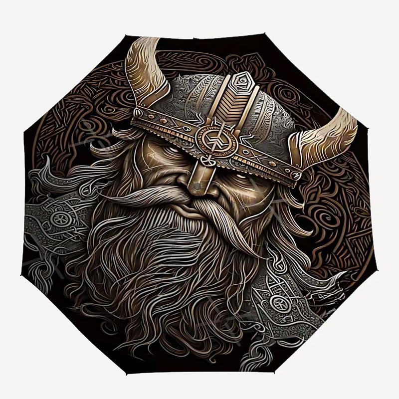 1pc Viking helmetOpen/Close Umbrella-Windproof, Compact Travel Umbrella, Sturdy 8-Rib Shaft1147