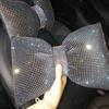 Anti-fatigue Crystal Bow Car Headrest Rhinestone Crystal Car Neck Support  Car Accessories