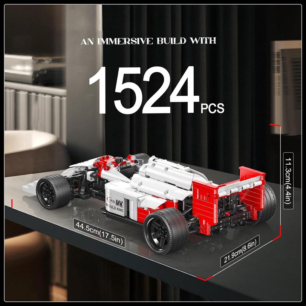 MOULD KING 10132 Formel 1 Rennwagen Modell 1:10 Super Sportwagen Baustein Technik Klemmbausatz (1524 Teile)