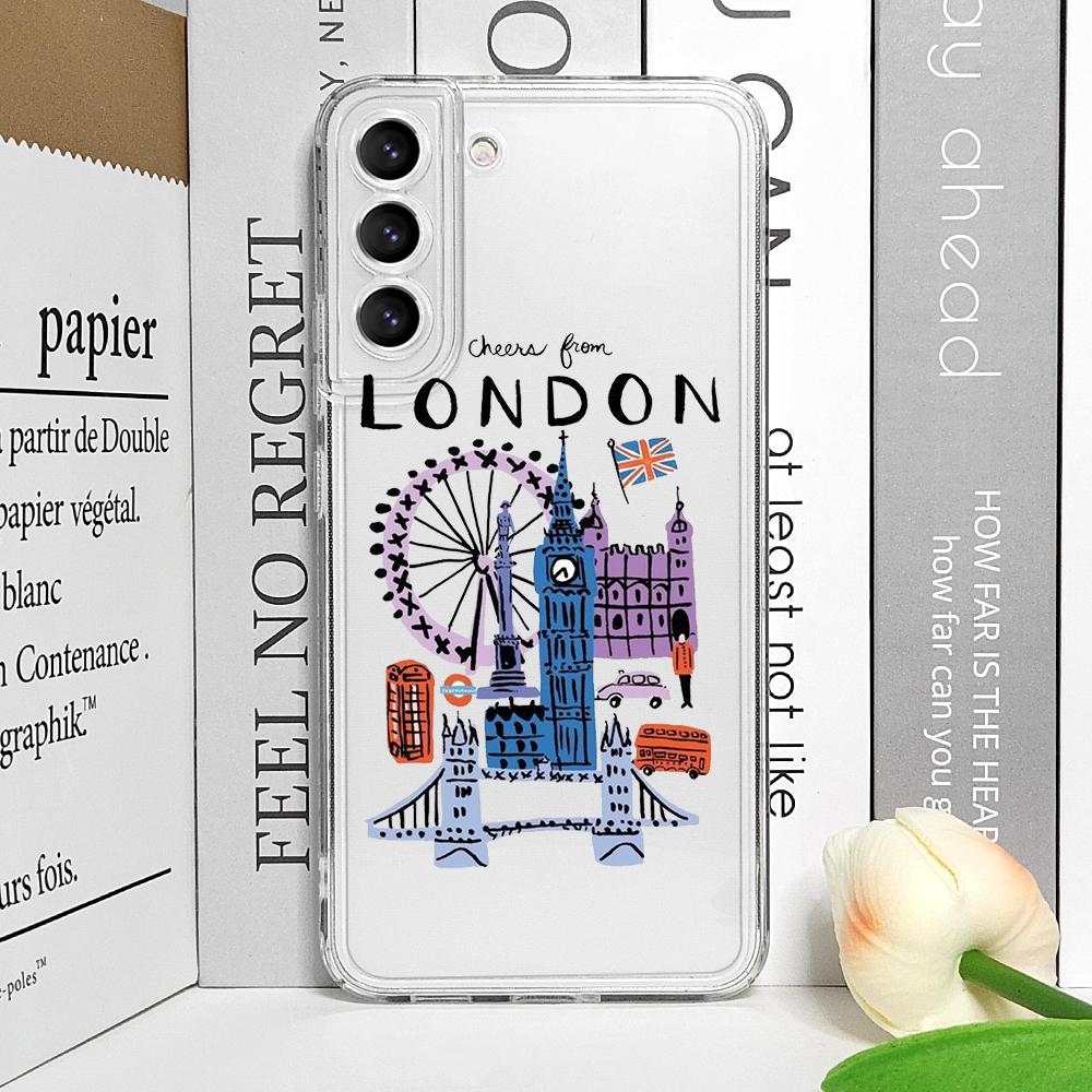 Trendiges Korea Paris New York City Klare Handyhülle für Samsung Galaxy S25 S24 S23 S22 Ultra S21 Plus S20 FE A55 Weiche Hülle Fundas