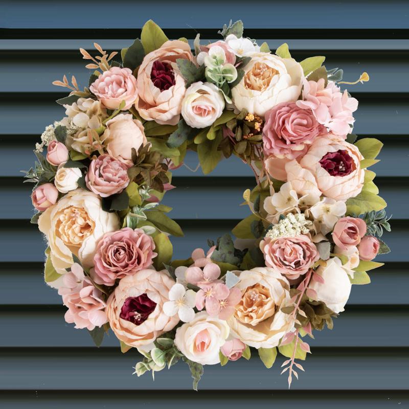 Artificial Peony Wreath Garland Rattan Home Decor Wedding Wreath Flower Home Door Decoration Wedding Centerpieces For Tables