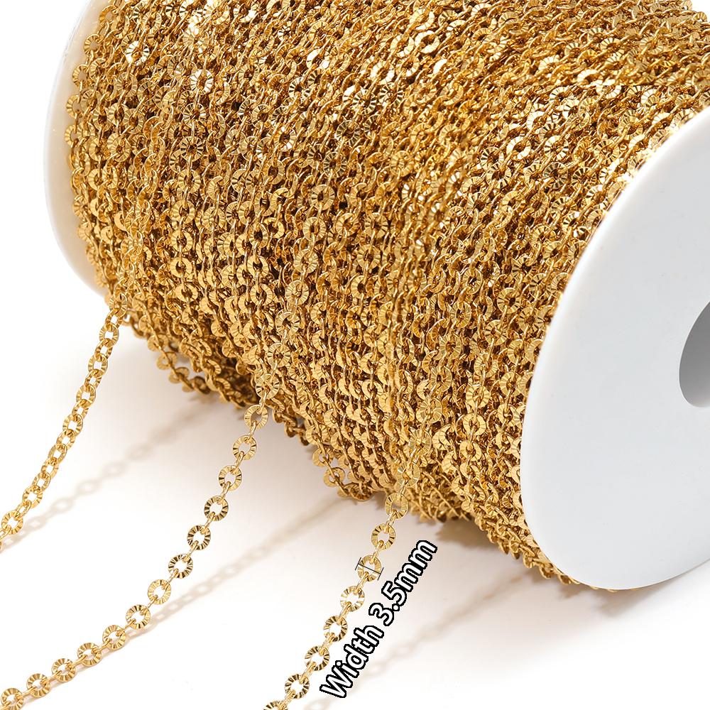 2Meters Stainless Steel PVD Gold Textrued Cable Chain for DIY Girls Necklace Women Bracelet Jewelry Earrings Making Supplies