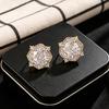 Chic Zircon Geometric Flower Stud Earrings: Elegant and Versatile Ear Jewelry for Women