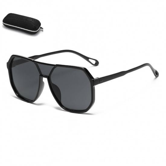 Black-framed brown sunglasses for men, large-frame glasses that make a large face appear smaller, women s sun protection sunglasses Gray Sheet