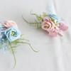 Set Of 5 Rose Boutonniere Silk Florals Lapel Pin Elegant Groomsmen Wedding Corsages Handmade Party and Prom Accessories