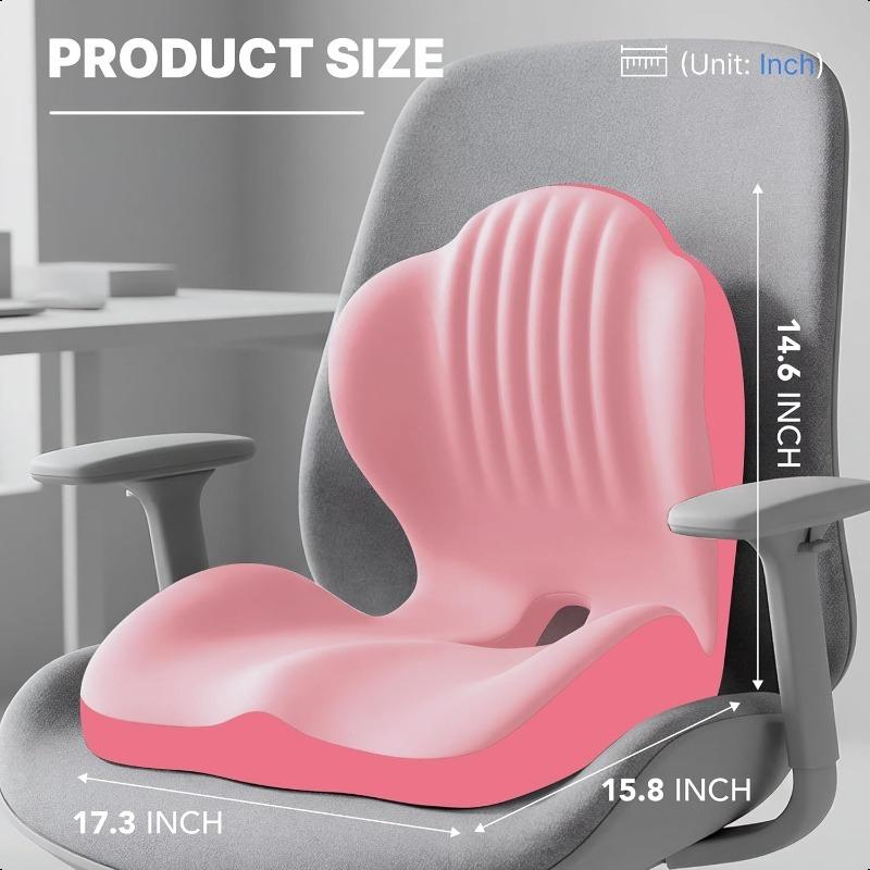 Ergonomic seat cushion, L-shaped integrated design office chair seat cushion, coccyx hollow memory foam orthopedic seat cushion