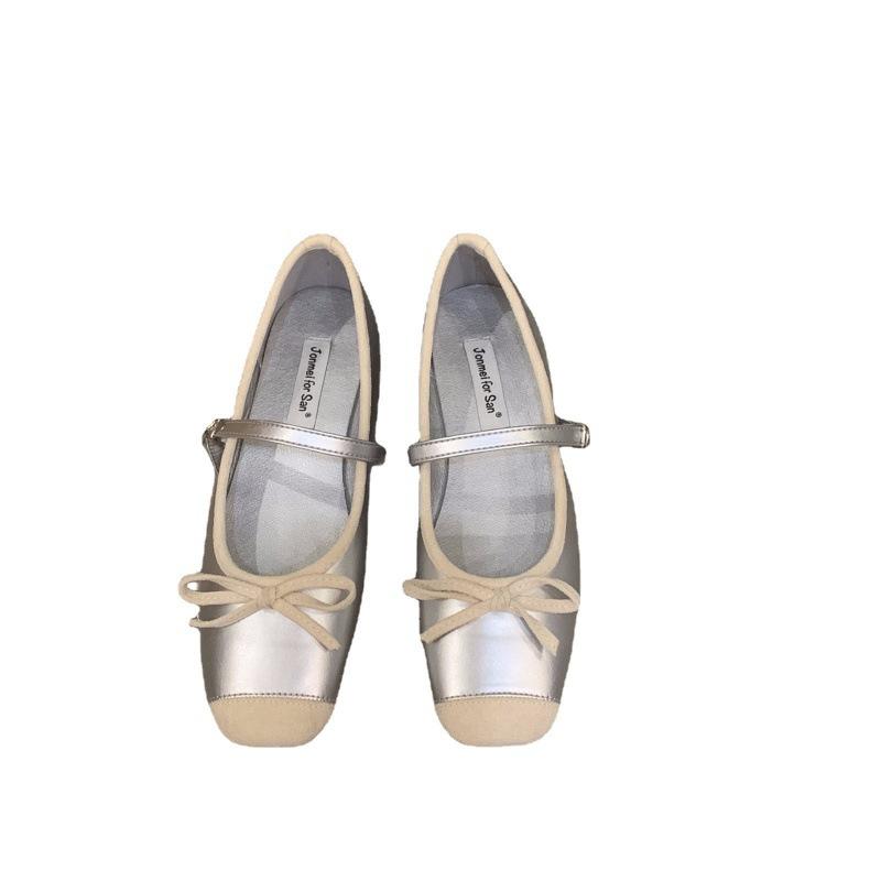2025 Spring and Autumn New Flat-bottomed French Small Fragrant Mary Jane Single Shoes Women's Shoes Square Head Ballet Shoes