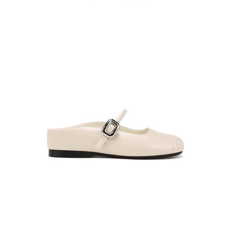 

Кожа~ 4 см внутренняя высота увеличивающая пряжка с Mary Jane носком полушлепанцы женские сандалии лето 40