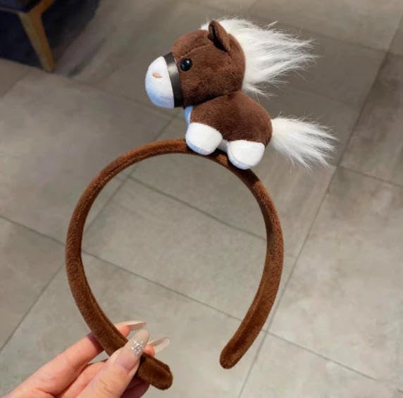 ZHEJIA Horse Horse Animal Hair 2026 Year of the Horse Plush Cute and New Cultural School Photo Unisex Headband, 2-Piece Set, Headband, Headband,