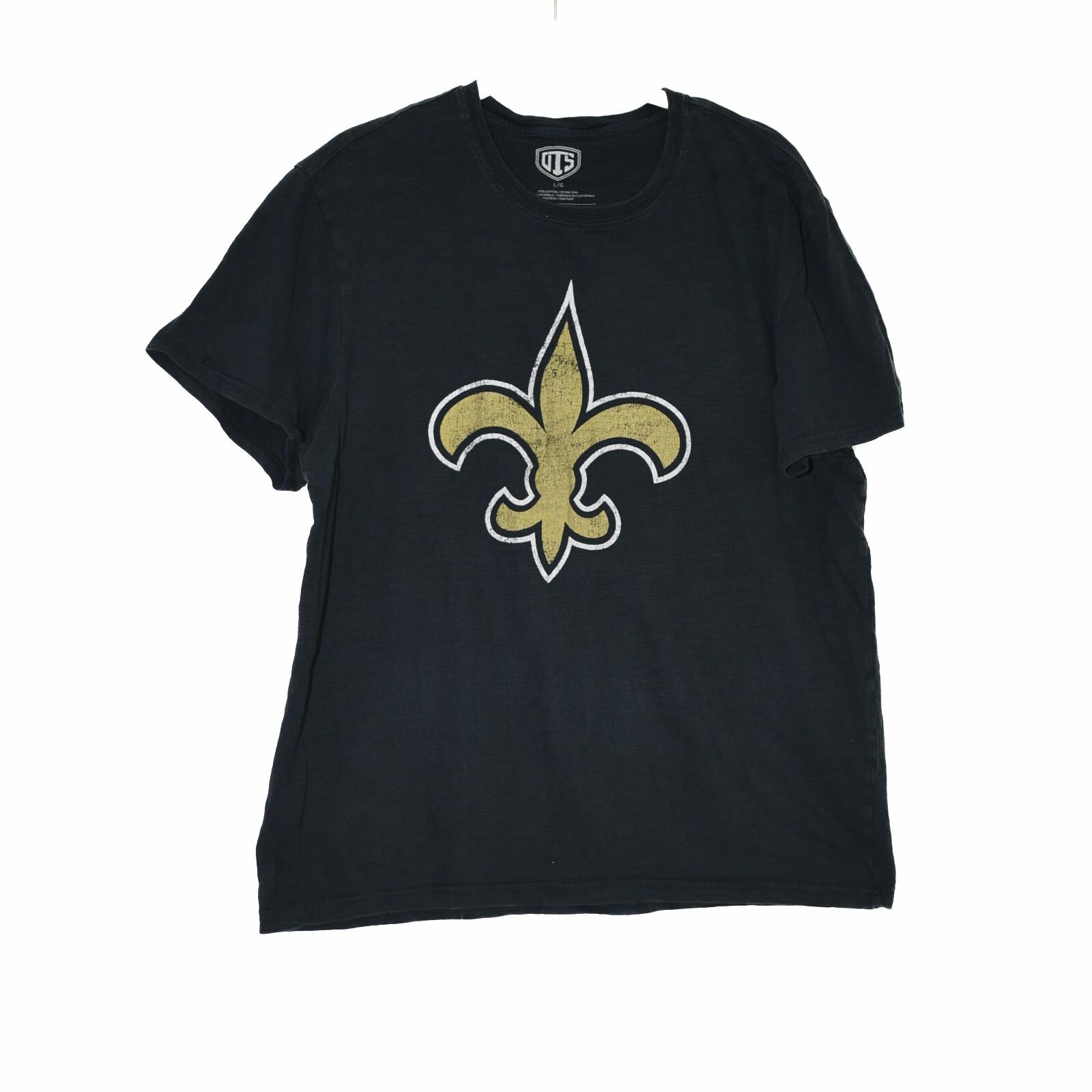 NFL New Orleans Saints Logo Mens Black Cotton Short Sleeve Round Neck Size L XXL