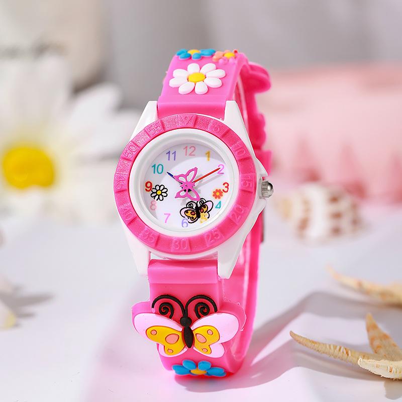 Children'S Watch Butterfly Cartoon Quartz Watch Digital Silicone Strap Children'S Gift Watch