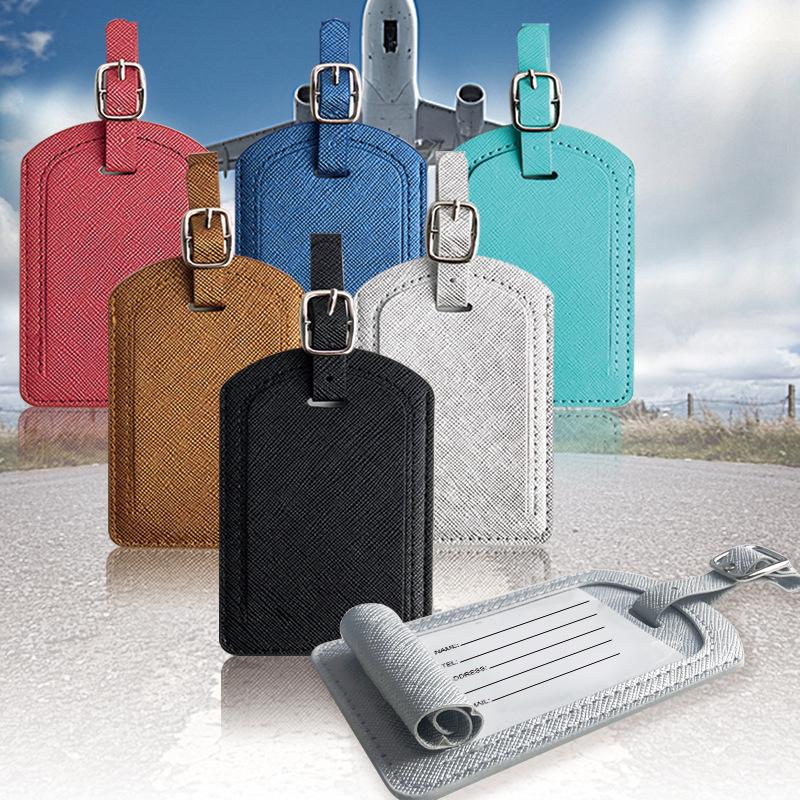 Leather Cross Pattern Luggage Tag - Customizable LOGO, 6 Colors, Business Style with Signature Inner Paper