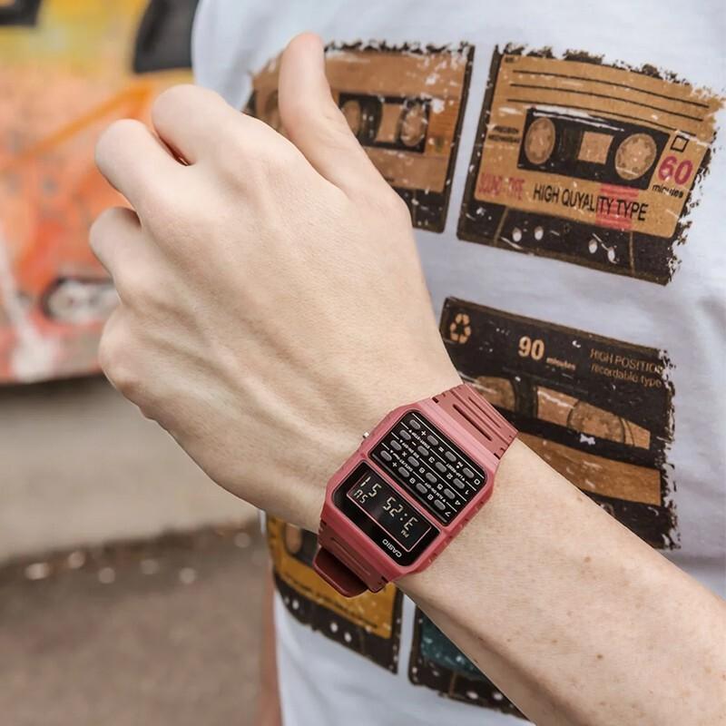 Casio YOUTH Serie - digitaler Taschenrechner, modisches LCD-Display, multifunktional, wasserdicht, Quarzwerk, Harzarmband, Japanisch und CA-53WF-4B