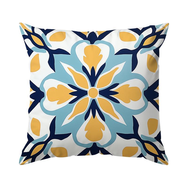 Home Decor Exquisite Blue-Yellow Floral Pattern Pillow Covers Pattern Cushion Cover Suitable for Sofa Bedroom Car Pillow Cover