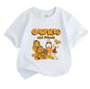 Unisex Boys Girls Crew Neck Short Sleeve 100% Cotton T-Shirt, Cute Orange Fat Cat and Friends Cartoon Print Casual Comfortable Daily Wear Summer Top f