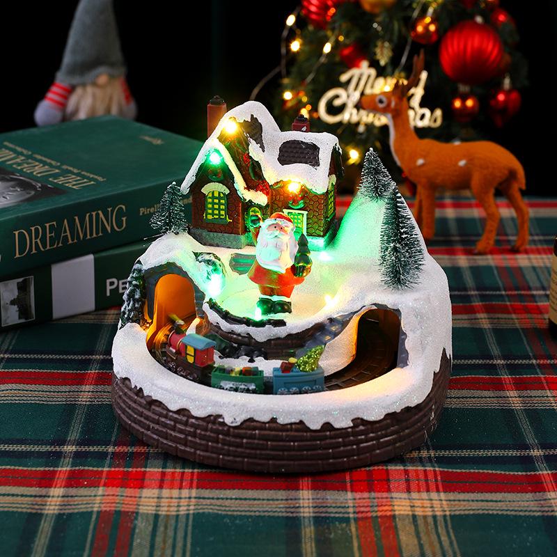 Christmas Glowing Snow House Music Box: Festive Resin Ornament & Night Light Gift