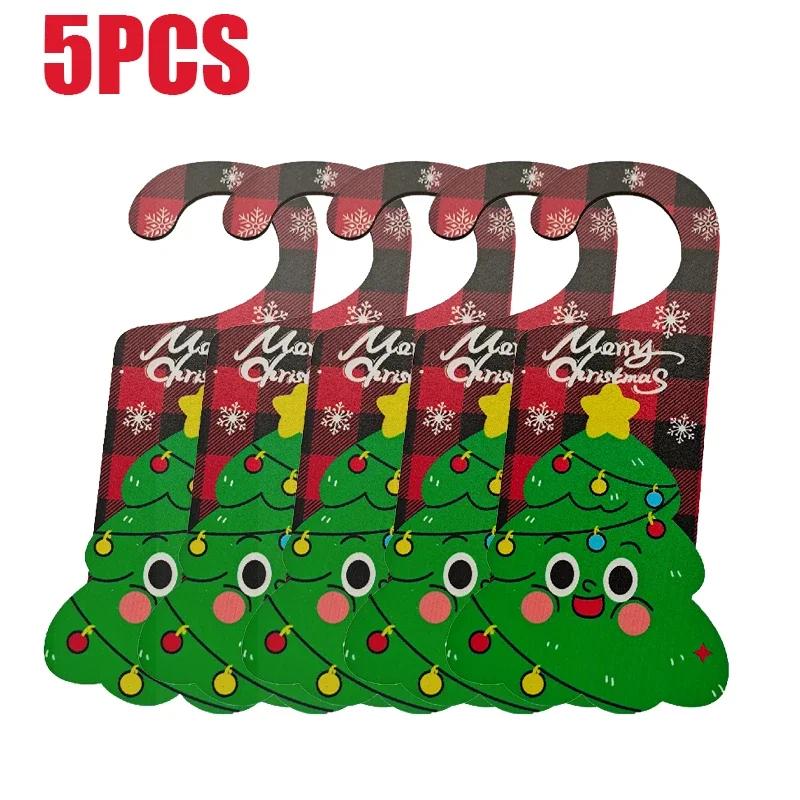 2025 New Christmas Decorations Paper Door Hanging Santa Elk Party Decoration Props Door Sign Door Handle Hangings Decoration