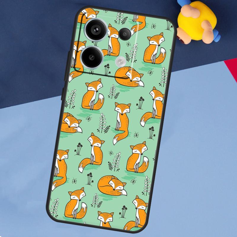 Fox Animal Pattern Case for Xiaomi Redmi 13C 12C 10C 10A 9C Note 12 13 10 8 9 11 Pro 12S 10S 11S Phone Cover