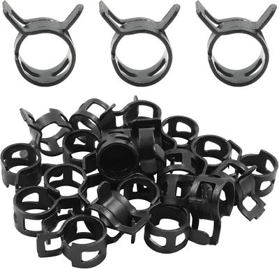20 Pcs 10mm Inner Diameter Spring Clamp Fuel Pipe Fastening Clip Suitable for Fuel Pipe Water Pipe Trachea Black