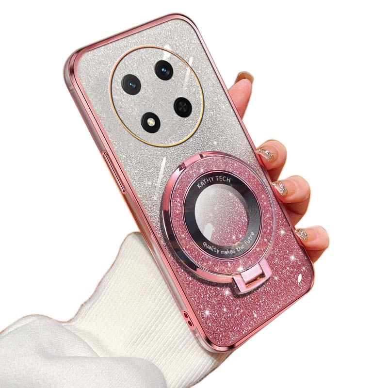 Luxury Plating For Honor Magic 7 Lite Pro 5G X9C Magnetic Stand Holder Glitter Case For Honor X9C Magic Pro Lite 7 5g Soft Cover