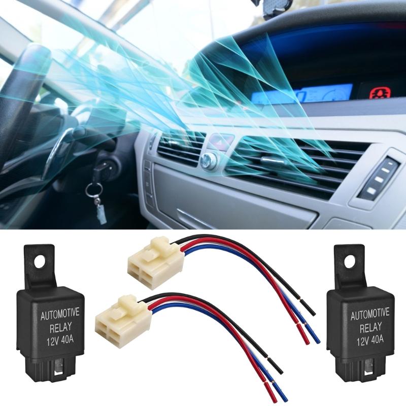 Universals SPST 4 Pin 12V 40.0A Automotive Relays Pair With Pre Connection Bundles for Truck Car Electrical Systems