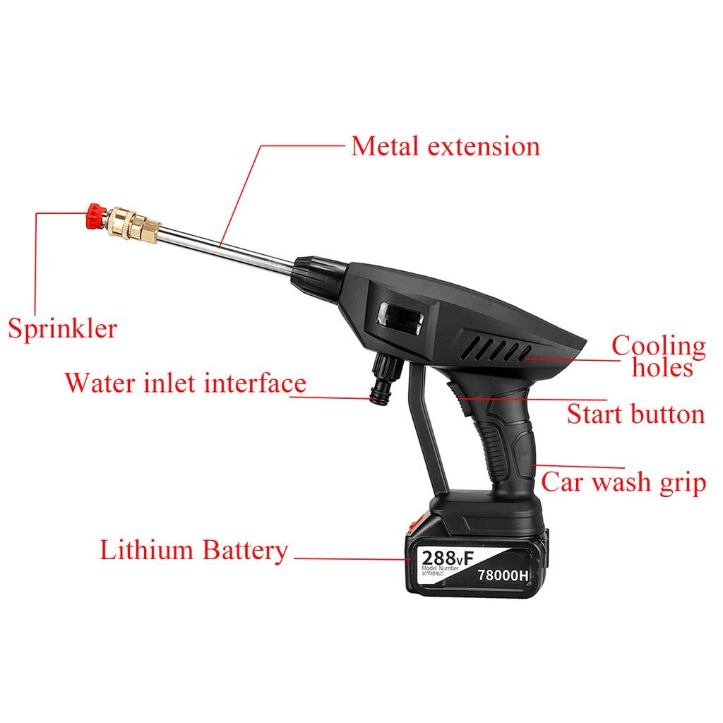 70Bar 288VF Wireless High Pressure Car Wash Washer Gun 2000W 78000H Foam Generator Water Gun Spray Cleaner