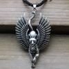 Silver Ancient Egypt Bastet Statue for Cat Pendant Necklace Wax Leather Cord Sphinx Amulet Jewelry for Family Members