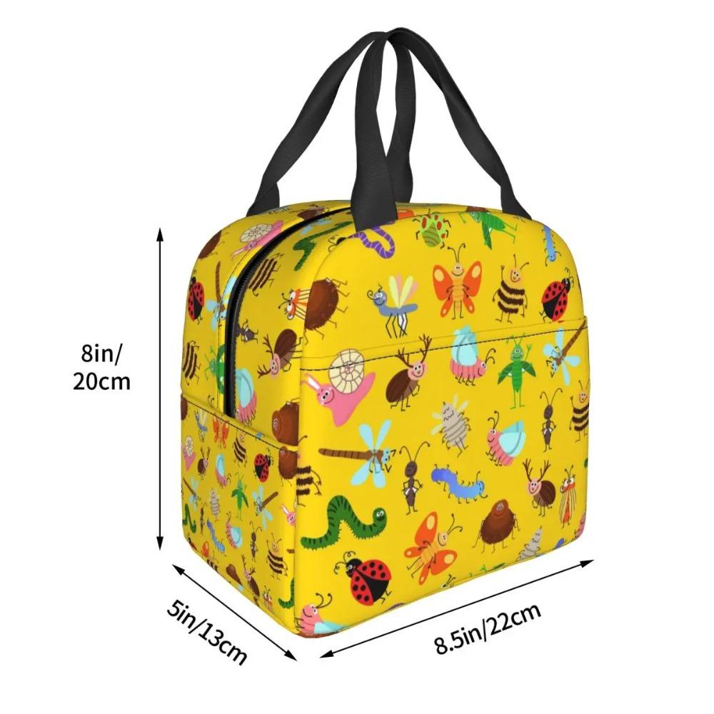 Cartoon Insect Bug Pattern Insulated Lunch Bag for Women Office Cooler Thermal Food Box Tote Portable Lunch Boxes Container