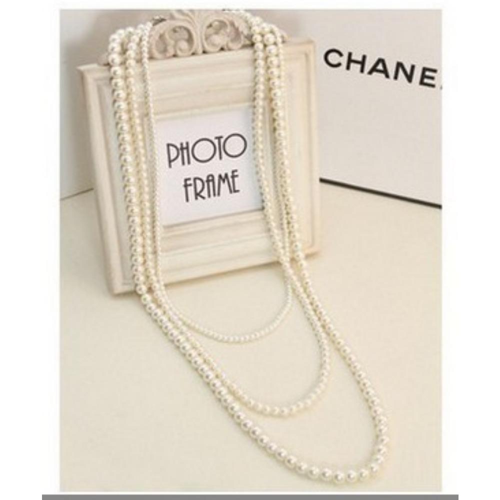 

Простое многослойное жемчужное женское ожерелье, длинная цепочка для свитера