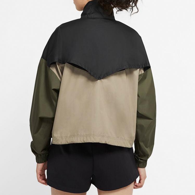 Nike Loose-Fit Sports Training Stand Collar Windbreaker Women Jacket Swamp-Twilight-Yellow CU5971-010
