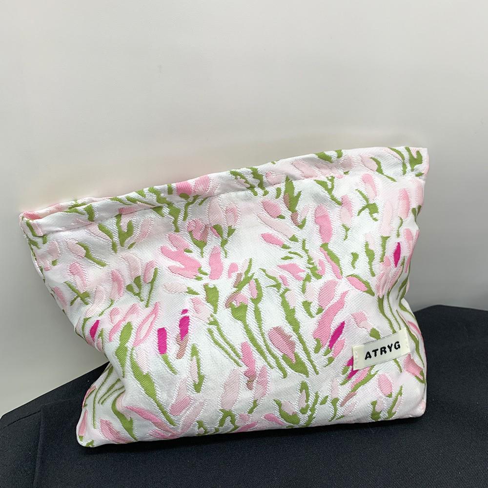 Sweet Tulip Canvas Cosmetic Bag - Portable, Large Capacity Wash Clutch