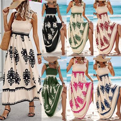 Καλοκαιρινό Νέο Στυλ Γυναικείο Φόρεμα Εκτυπωτό Μπροστά Σταυρωτό Αμάνικο Φαρδύ Casual Φόρεμα Παραλίας