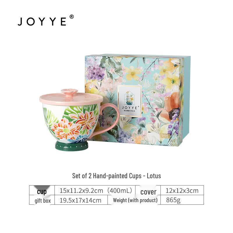JOYYE Twelve Flower Language Ceramic Mug with Lid