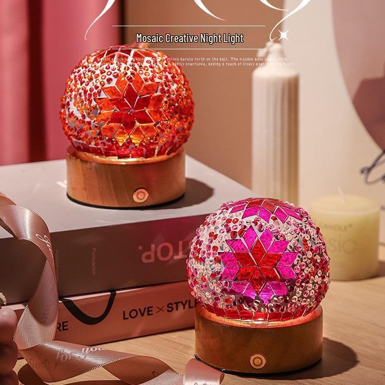 Bohemian LED Night Light - USB Rechargeable Moroccan Glass Lamp