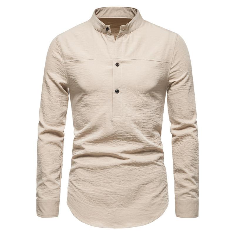 Zimaes-Men Drape Up Long Sleeve Plus-Size Stand Collar Wedding Top Tees Shirts Zimaes-Men Drape Up Long Sleeve Plus-Size Stand Collar Wedding Top Tees Shirts
