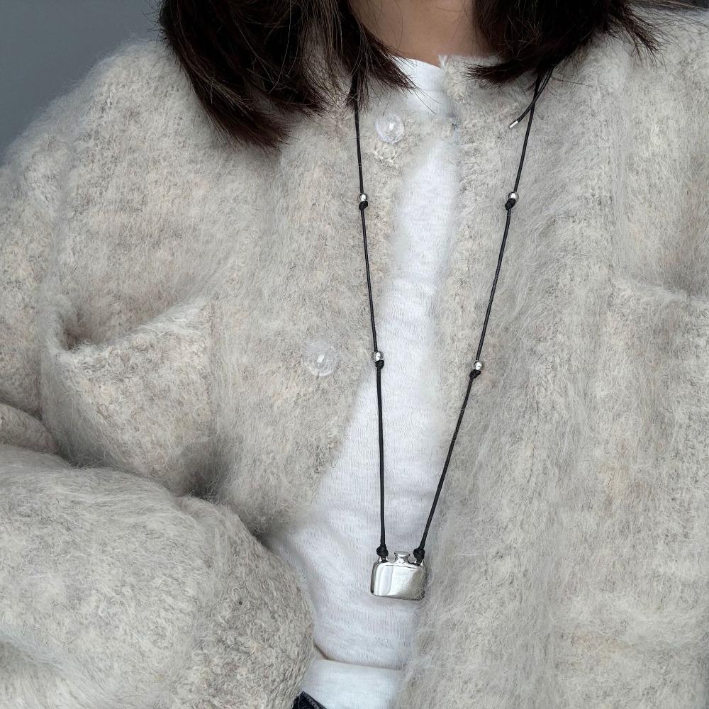 Elegant Long Sweater Chain Retro Bottle Pendant Necklace Portable Square Bottle Neck Chain  Lady