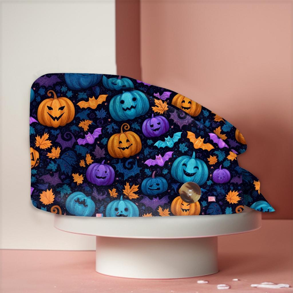 Fashion Halloween Print Work Hat Casual Wash Hat Bag Cap