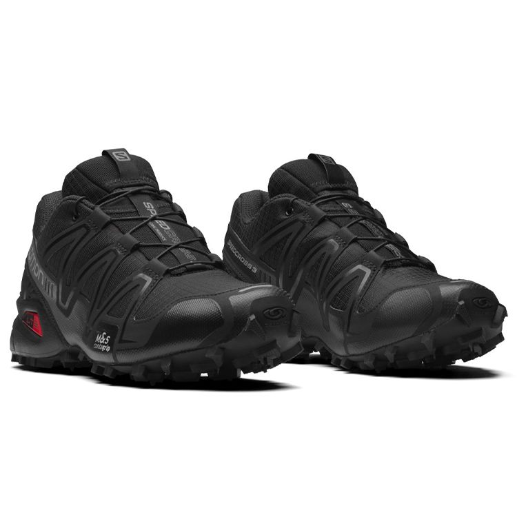 SALOMON Speedcross 3 Outdoor Sports Fabric Synthetic Leather Low Top Running Shoes Unisex Running Shoes Black 410855