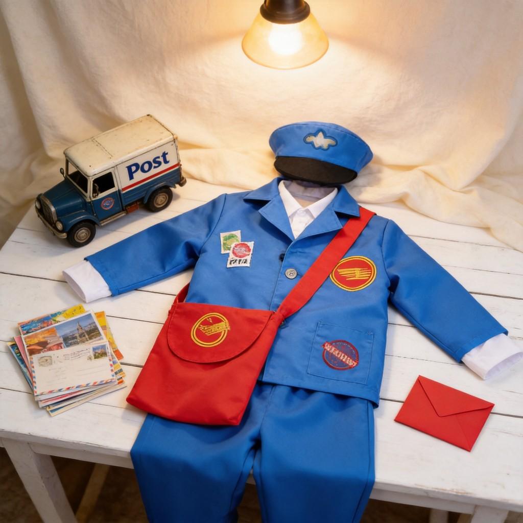 Postal Worker Cosplay Costume For Kids With Soft Polyester Fabric For Halloween And Themed Parties