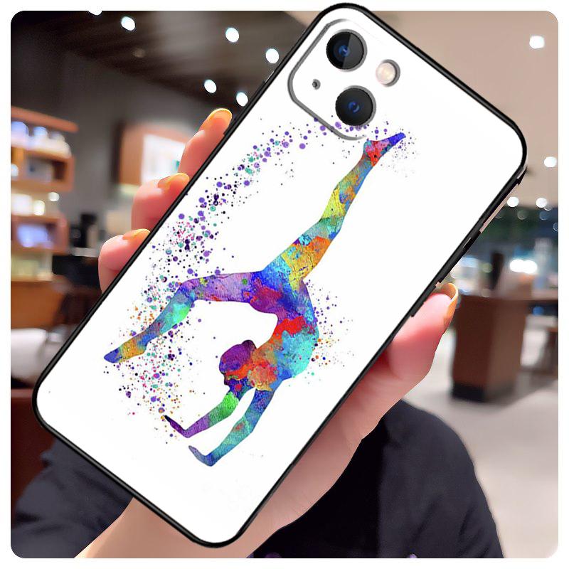 Gymnastics Watercolor Printing Case For iPhone 17 Pro Max 15 14 13 11 12 16 Pro Max mini 15 16 Plus 16e 17 Air Phone Cover