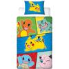 Parure De Lit - POKEMON - Pikachu Et Starter 1G V - Microfibre - 1 Housse De Couette 140 X 200 Cm + 1 Taie 63 X 63 Cm