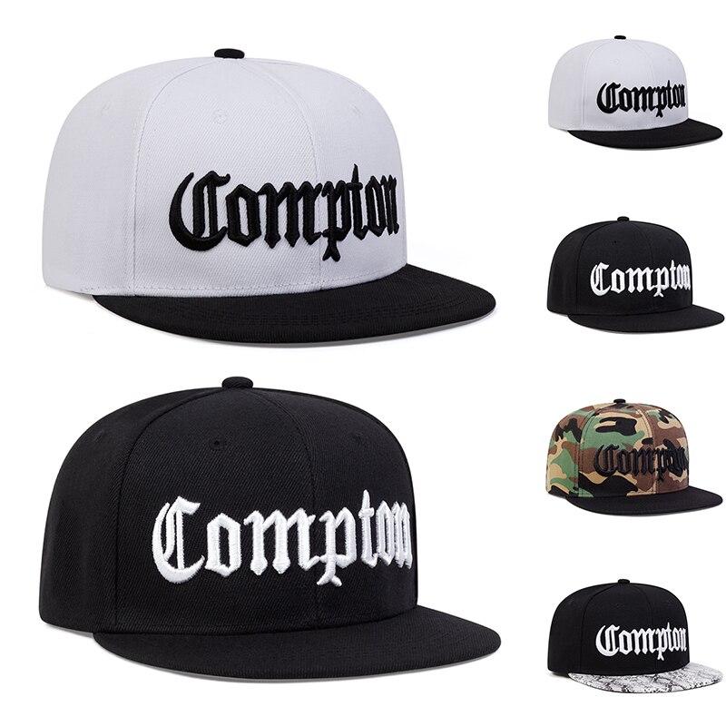 Freedom Outdoors Women's Black Unisex Compton Letter Embroidery Hip-Hop Hats Outdoor Adjustable Casual Baseball Caps Sunscreen Hat