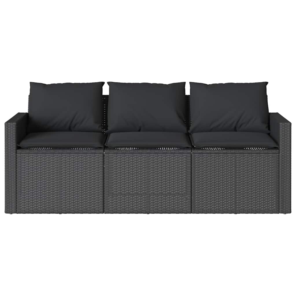 2 Piece Outdoor Dining Set with Cushions Black Poly Rattan