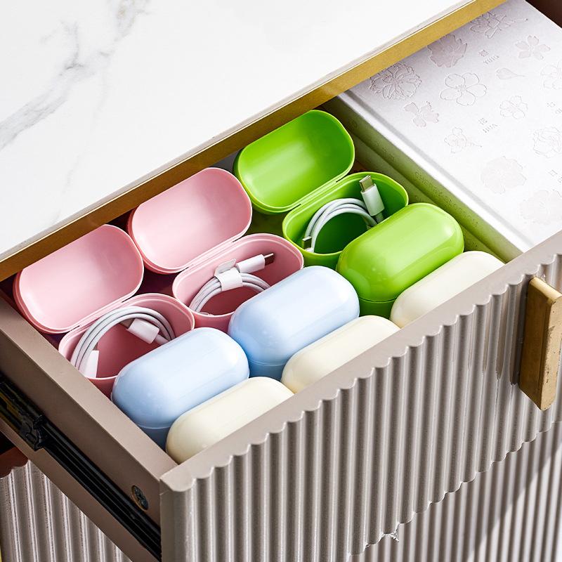1Pcs Plastic Dopamine Storage Box Cute Small Data Cable Organizer Lightweight Sealed Lipstick Storage Box Students